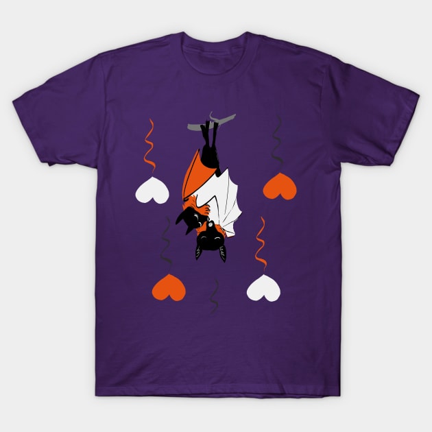 Bat Hugs for Halloween in orange T-Shirt by belettelepink